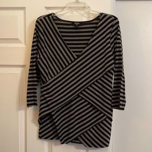 Verve Ami Black and Gray Striped Top